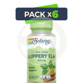 Pack 6x Slippery Elm Bark 100 Cápsulas Solaray