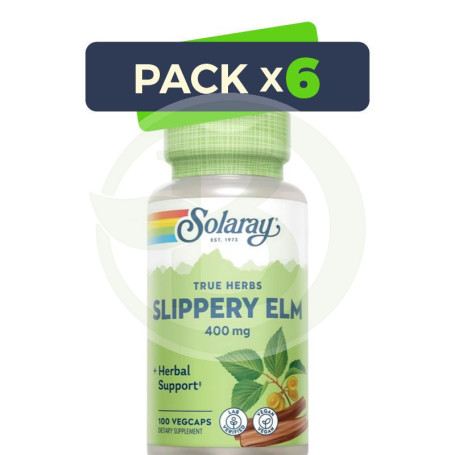 Pack 6x Slippery Elm Bark 100 Cápsulas Solaray