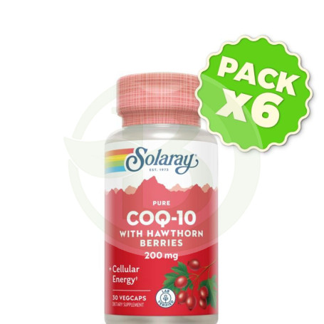 Pack 6x Pure Coq10 200 Mg - 30 Cápsulas Solaray