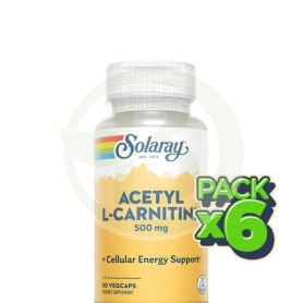 Pack 6x Acetyl L-Carnitine 500Mg 30 Cápsulas Vegetales Solaray
