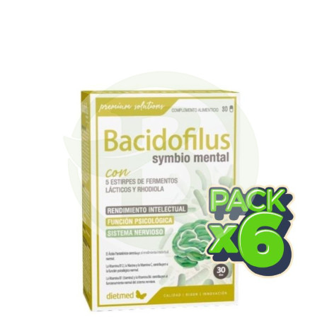 Pack 6x Bacidofilus Symbio Mental 30 Capsulas Dietmed