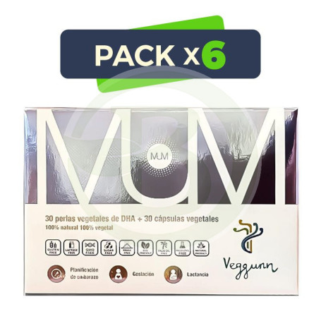 Pack 6x Mum (Embarazo) 30 Perlas + 30 Capsulas Veggunn