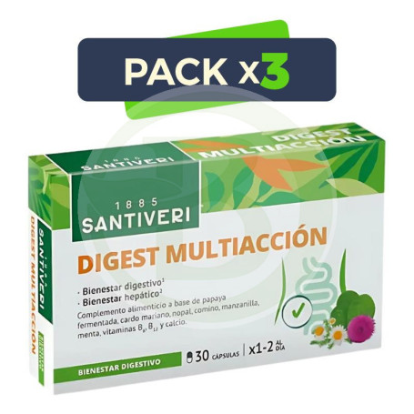 Pack 3x Digest Multiaccion 30 Cápsulas Santiveri