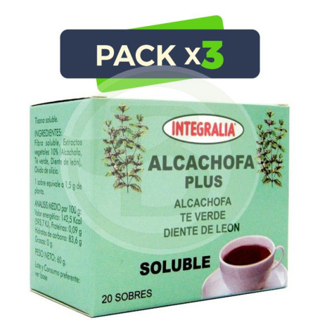 Pack 3x Alcachofa Plus Soluble 20 Sobres Integralia