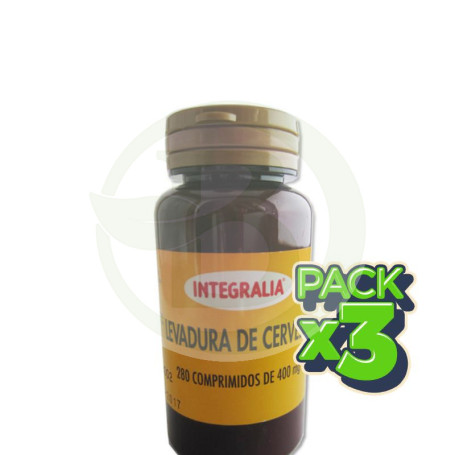 Pack 3x Levadura De Cerveza 280 Comprimidos Integralia