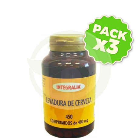 Pack 3x Levadura De Cerveza 450 Comprimidos Integralia