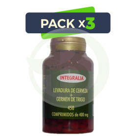 Pack 3x Levadura de Cerveza + Germen de Trigo 450 Comprimidos Integralia