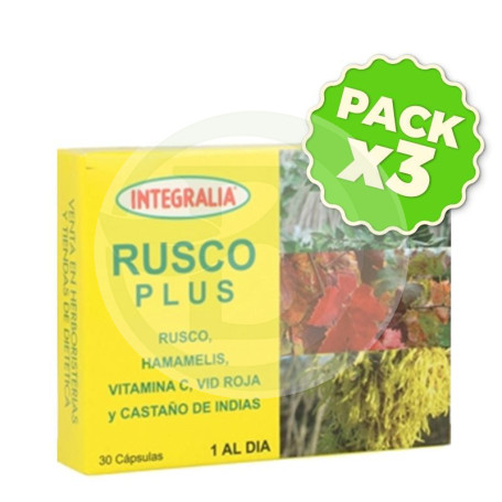 Pack 3x Rusco Plus 30 Cápsulas Integralia