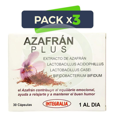 Pack 3x Azafrán Plus 30 Cápsulas Integralia