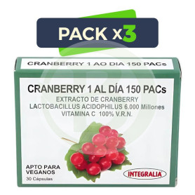 Pack 3x Cranberry 1 al Día 150 Pacs 30 Cápsulas Integralia