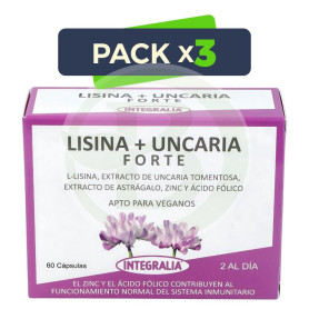 Pack 3x Lisina + Uncaria Forte 60 Cápsulas Integralia