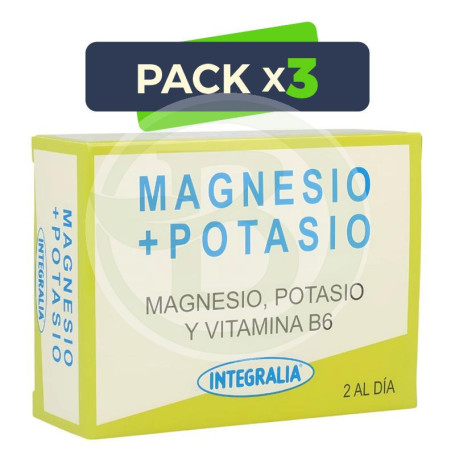 Pack 3x Magnesio + Potasio 120 Cápsulas Integralia