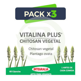 Pack 3x Vitalina Plus Chitosan Vegetal 60 Cápsulas Integralia