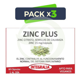 Pack 3x Zinc Plus 60 Cápsulas Integralia