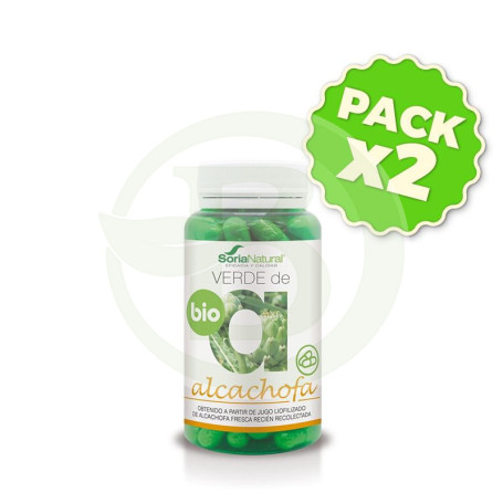 Pack 2x Verde de Alcachofa BIO 80 Cápsulas Soria Natural