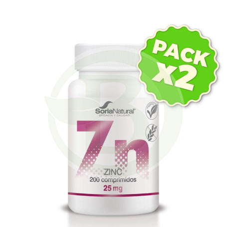 Pack 2x Zinc 350 Mgrs. X 200 Liberacion Sostenida Soria Natural