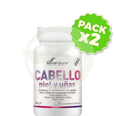 Pack 2x Cabello, Piel y Uñas 30 Comprimidos Soria Natural