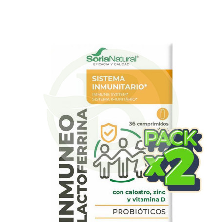 Pack 2x Inmuneo Lactoferrina 36 Comprimidos Soria Natural