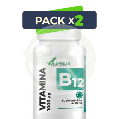 Pack 2x Vitamina B12 Liberación Sostenida 60 Comprimidos Soria Natural