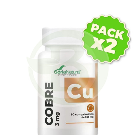 Pack 2x Cobre Liberación Sostenida 60 Comprimidos Soria Natural