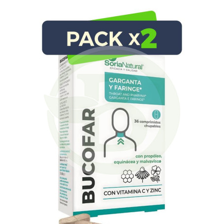 Pack 2x Bucofar 36 Comprimidos Chupables Soria Natural