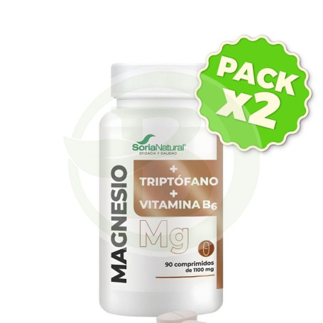 Pack 2x Magnesio + Triptofano + Vitamina B6 90 Comprimidos Soria Natural