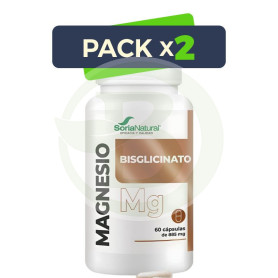 Pack 2x Bisglicinato De Magnesio 60 Capsulas Soria Natural