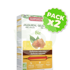 Pack 2x Jalea Real Miel + Polen Bio 1500Mg 20 Ampollas Superdiet