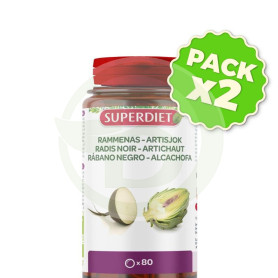 Pack 2x Rábano Negro y Alcachofa Bio 80 Comprimidos Superdiet