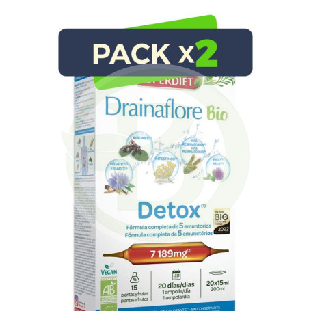 Pack 2x Drainaflore Bio 20 Ampollas Superdiet