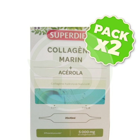 Pack 2x Colageno Marino con Acerola 20 Ampollas Superdiet