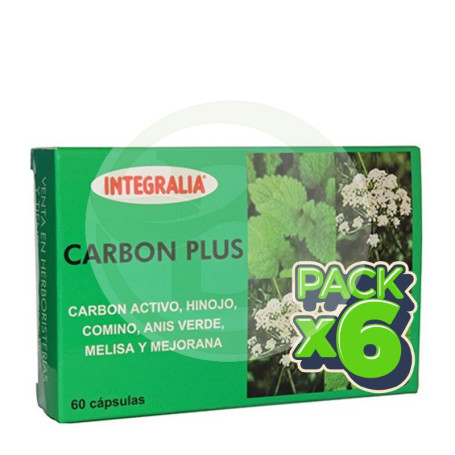 Pack 6x Carbón Plus 60 Cápsulas Integralia