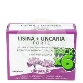 Pack 6x Lisina + Uncaria Forte 60 Cápsulas Integralia