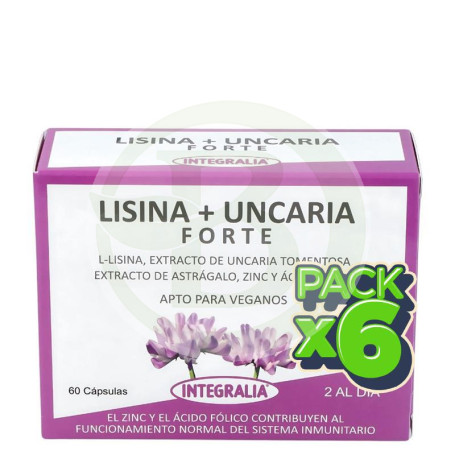 Pack 6x Lisina + Uncaria Forte 60 Cápsulas Integralia
