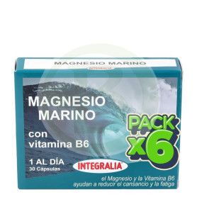 Pack 6x Magnesio Marino con Vitamina B6 30 Cápsulas Integralia