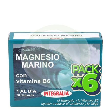 Pack 6x Magnesio Marino con Vitamina B6 30 Cápsulas Integralia
