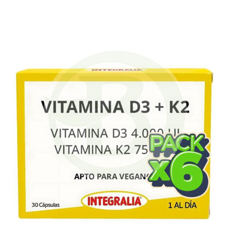 Pack 6x Vitamina D3+K2 30 Cápsulas Integralia