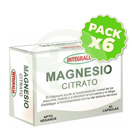 Pack 6x Magnesio Citrato 60 Cápsulas Integralia