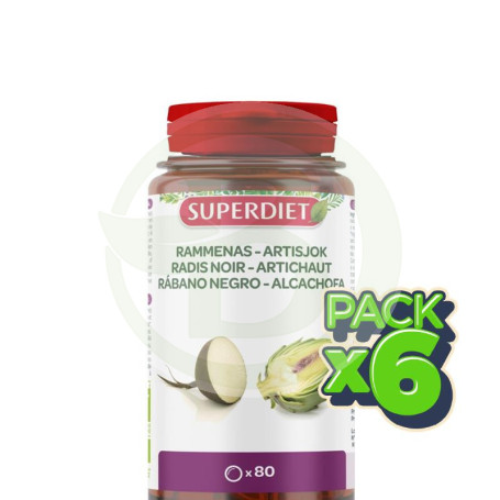 Pack 6x Rábano Negro y Alcachofa Bio 80 Comprimidos Superdiet