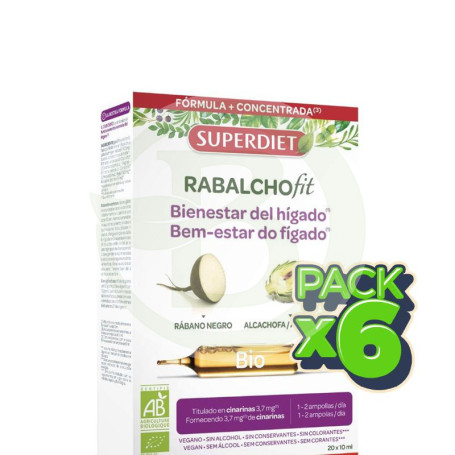 Pack 6x Rabalchofit Bio (Rábano Negro y Alcachofa) 20 Ampollas Superdiet