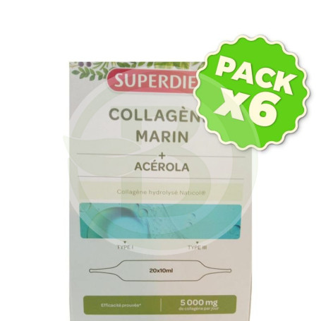 Pack 6x Colageno Marino con Acerola 20 Ampollas Superdiet