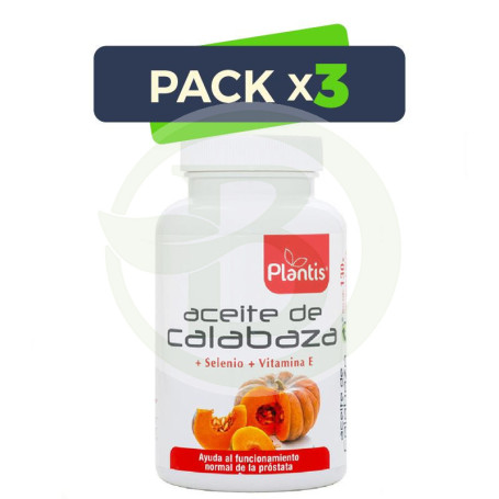 Pack 3x Aceite De Calabaza con Selenio 180 Cápsulas Plantis
