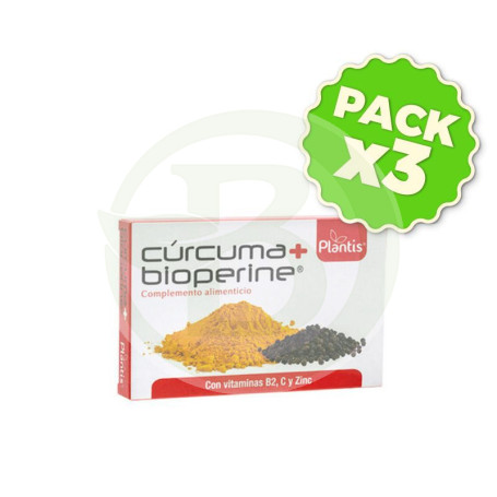 Pack 3x Curcuma con Bioperine 60 Capsulas Plantis