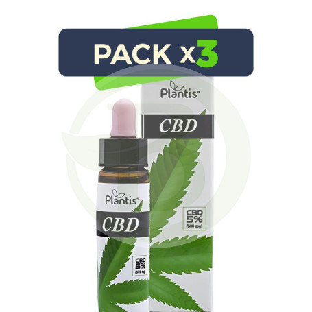 Pack 3x Cbd 5% Gotas 500Mg 10 Ml Plantis