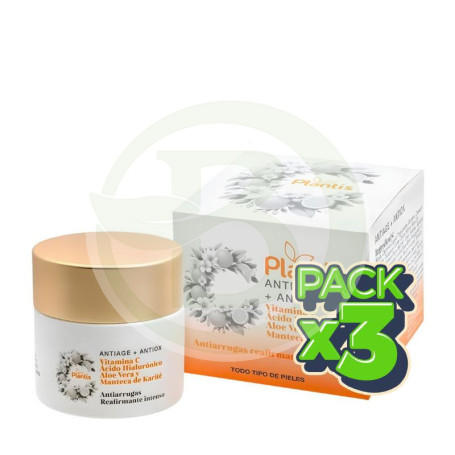 Pack 3x Crema Facial Antiedad+Antioxidante con Vit.C 50Ml Plantis