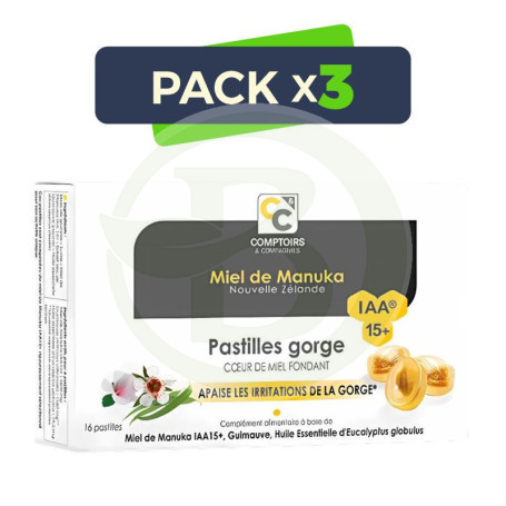 Pack 3x Pastillas para Garganta (Miel De Manuka) Comptoirs & Compagnies