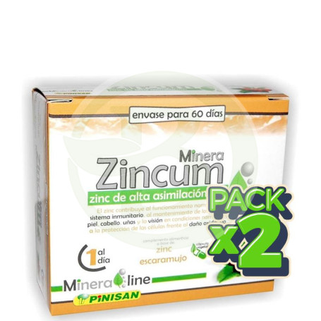 Pack 2x Mineraline Zincum 60 Cápsulas Pinisan