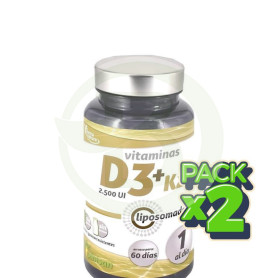 Pack 2x D3 + K2 Liposomadas 2.500Ui 60 Capsulas Pinisan