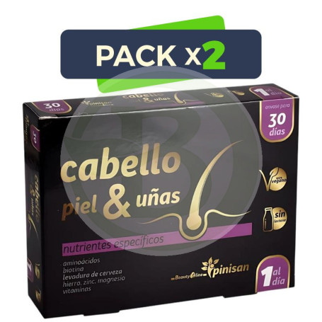 Pack 2x Cabello, Piel y Uñas Beautyline 30 Cápsulas Pinisan