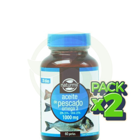 Pack 2x Aceite de Pescado Omega 3 1000Mg. 60 Perlas Naturmil